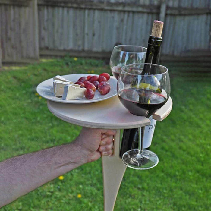 Faltbarer Weintisch Holz - Tragbarer Picknick-Weintisch für Outdoor