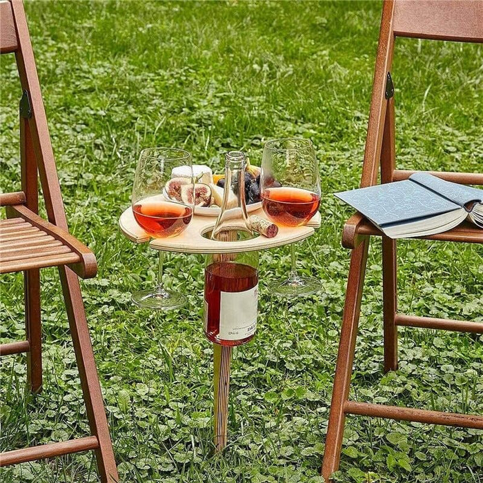 Faltbarer Weintisch Holz - Tragbarer Picknick-Weintisch für Outdoor