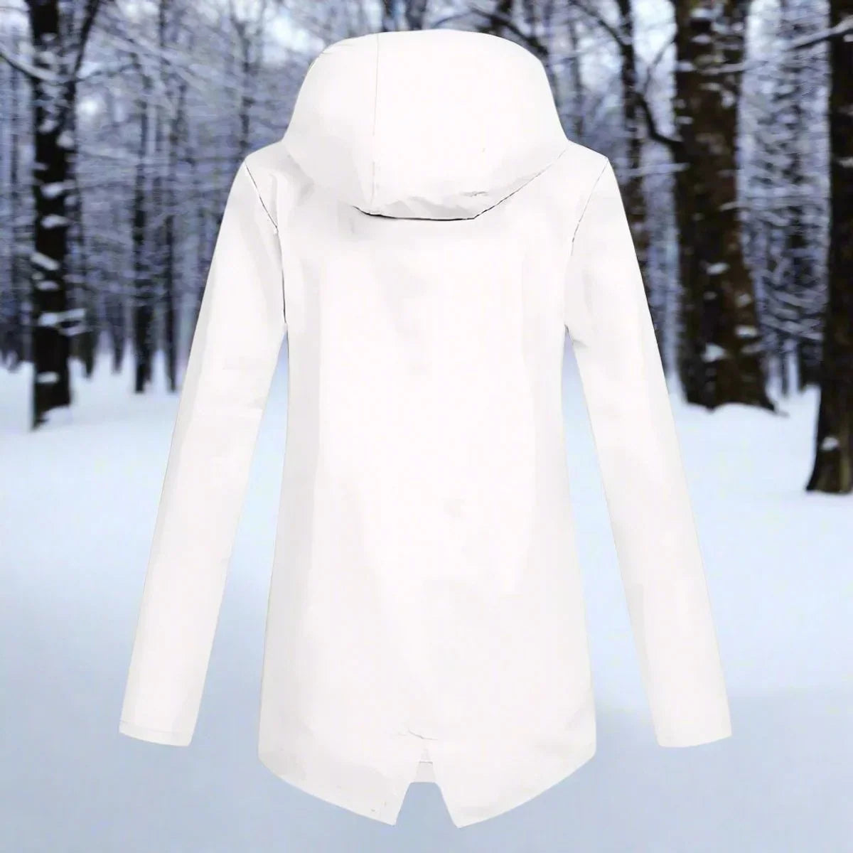 Wasserdichte Damen Regenjacke mit Kapuze – Longline Reißverschluss