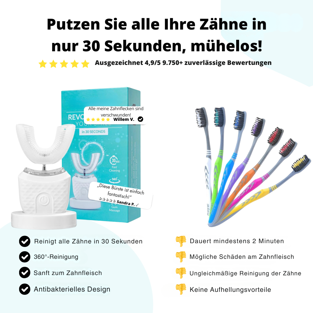 360° Silikon Zahnbürste mit UV-Licht - Automatisch & Wiederaufladbar