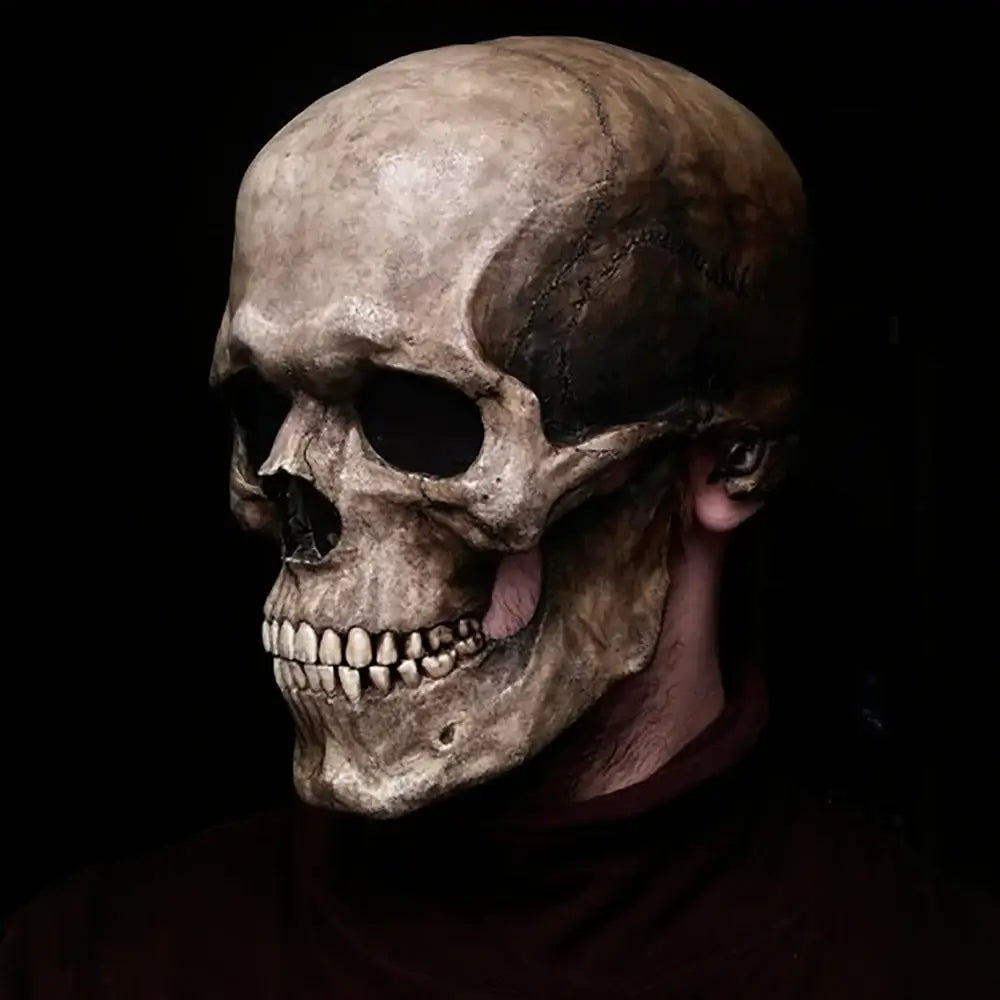 Realistische Totenkopfmaske mit beweglichem Kiefer für Halloween
